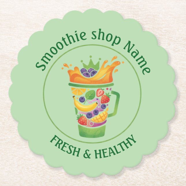 Tropical Juice Blend & Smoothie Juice shop Paper Coaster (Front)