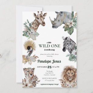 Tropical Jungle Animal Baby Shower Invitations