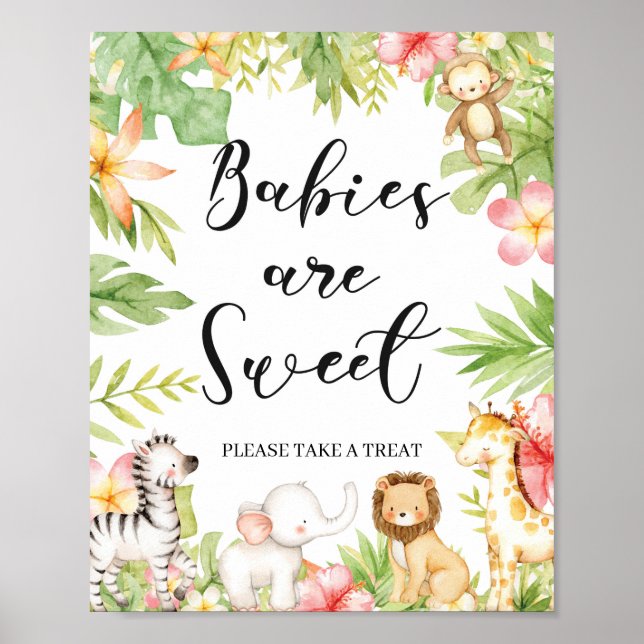 Tropical Jungle Animals Babies Are Sweet Sign (Front)