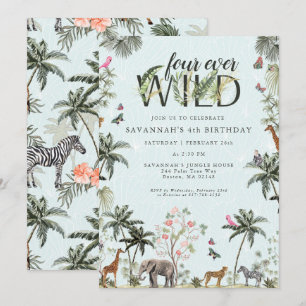 Tropical Jungle Animals Four Ever Wild Invitation
