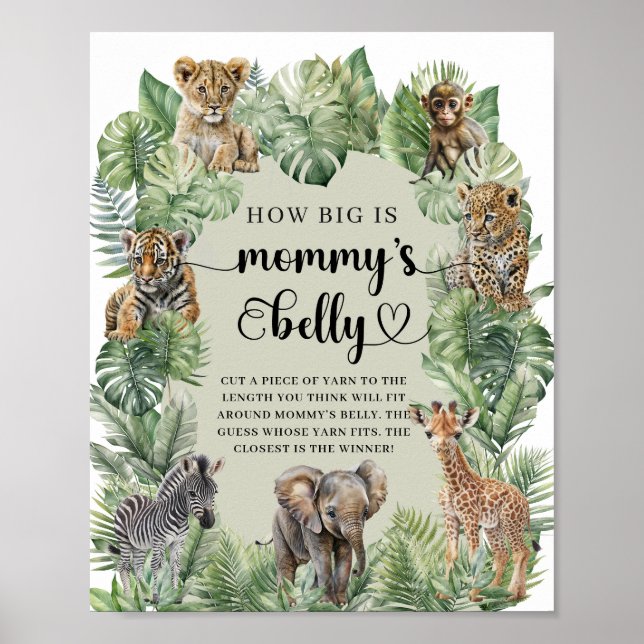 Tropical Jungle Animals How big is Mummy's belly Poster (Front)