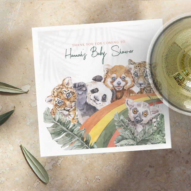 Tropical Jungle Baby Animals | Baby Shower Napkin (Creator Uploaded)