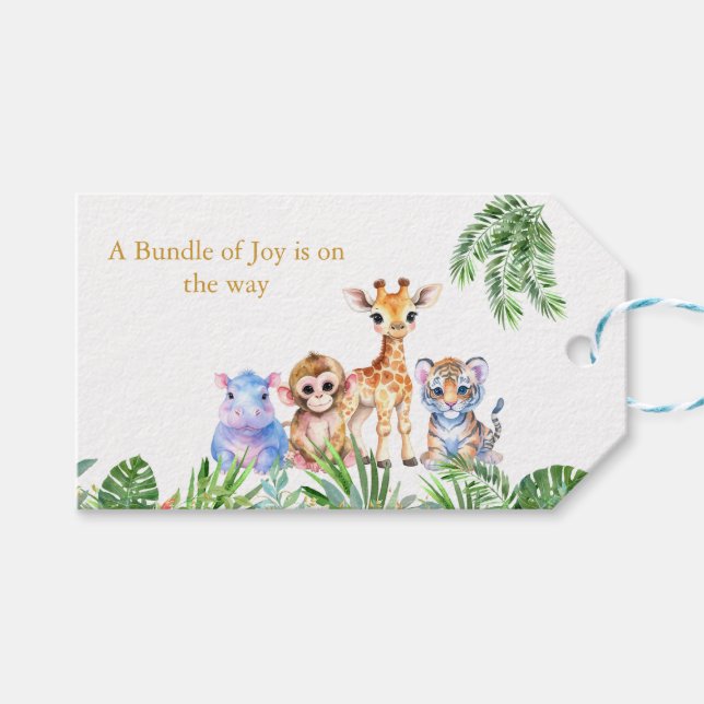 Tropical Jungle Baby animals Gift Tags (Front (Horizontal))