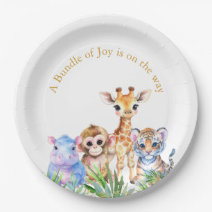 Tropical Jungle Baby animals Paper Plate