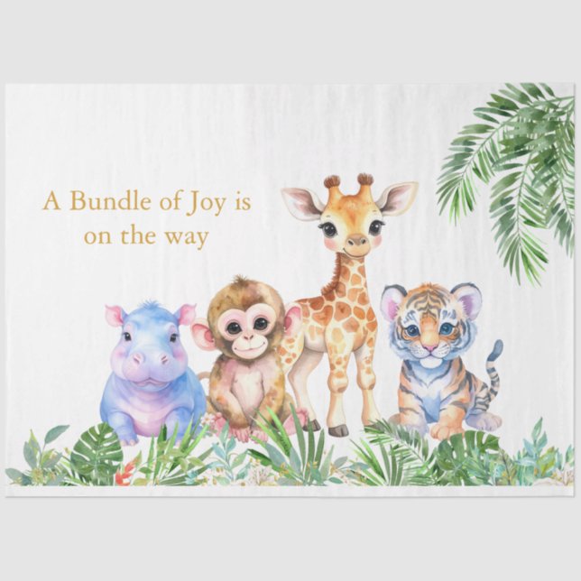 Tropical Jungle Baby animals Tissue Paper (Front)