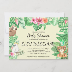 Tropical jungle baby shower party invitation
