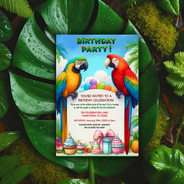 Tropical Jungle Birthday Party Invitation for Kids (Creator Uploaded)