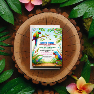 Tropical Jungle Birthday Party Invitation for Kids