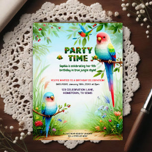Tropical Jungle Birthday Party Invitation for Kids Postcard