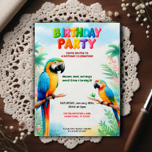 Tropical Jungle Birthday Party Invitation for Kids Postcard