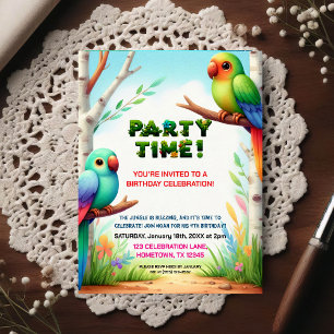 Tropical Jungle Birthday Party Invitation for Kids Postcard