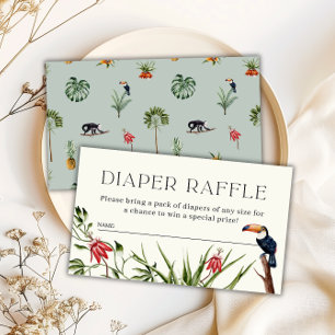 Tropical Jungle Boy Baby Shower Diaper Raffle Enclosure Card