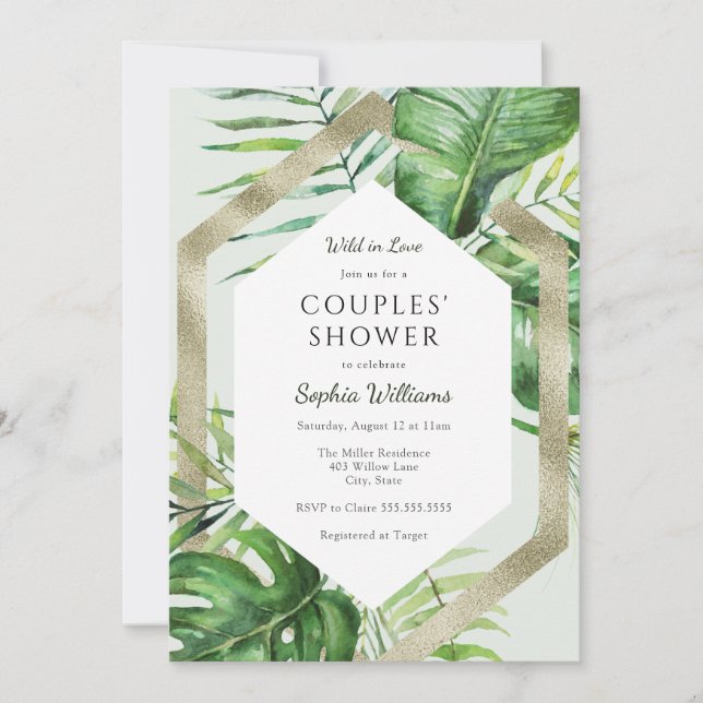 Tropical Jungle Couples' Shower Invitation (Front)