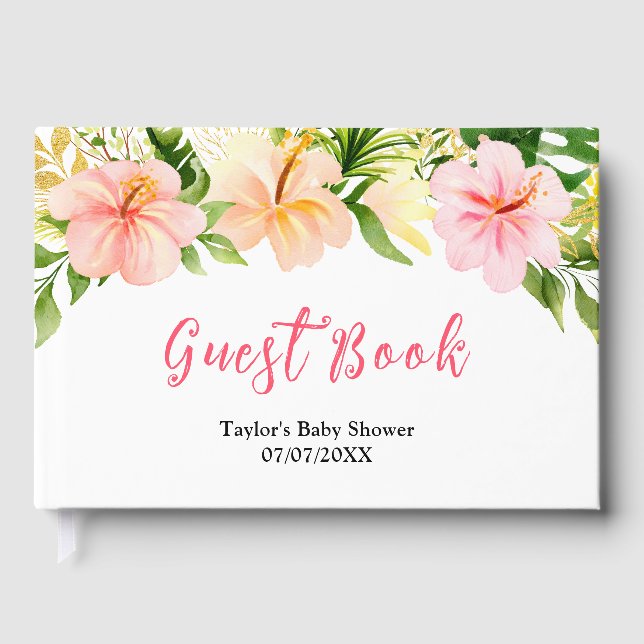 Tropical Jungle Floral Baby Shower Guest Book (Front)