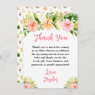 Tropical Jungle Floral Baby Shower Thank You Card