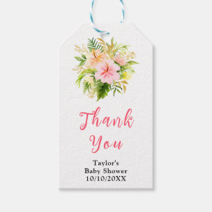 Tropical Jungle Floral Baby Shower Thank You Gift Tags