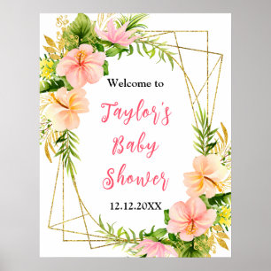 Tropical Jungle Floral Baby Shower Welcome Sign
