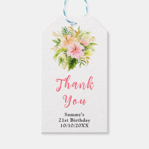 Tropical Jungle Floral Birthday Party Thank You Gift Tags