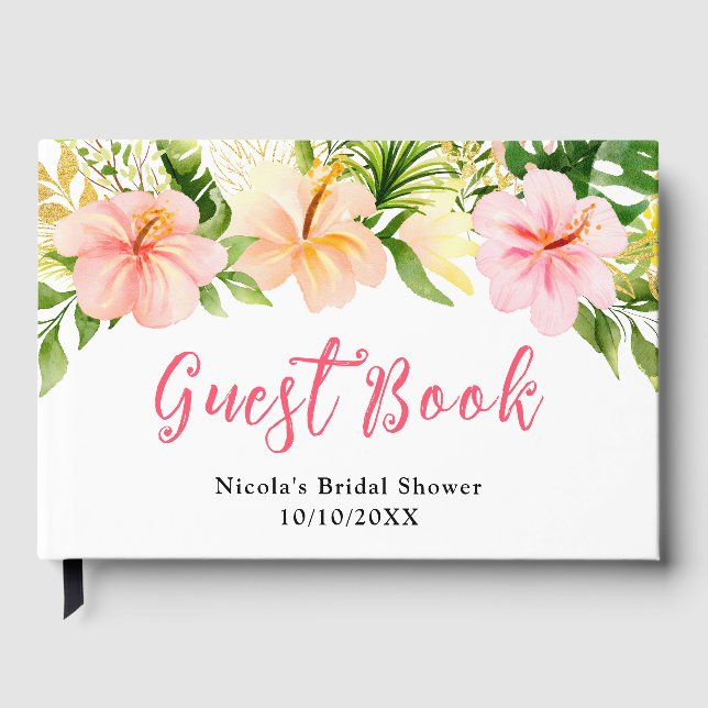 Tropical Jungle Floral Bridal Shower Guest Book (Front)