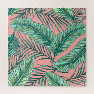 Tropical Jungle Floral: Palm Leaves Pattern Jigsaw Puzzle