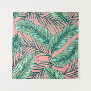Tropical Jungle Floral: Palm Leaves Pattern Tapestry