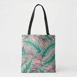 Tropical Jungle Floral: Palm Leaves Pattern Tote Bag