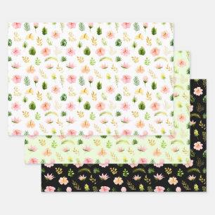 Tropical Jungle Floral Pattern Wrapping Paper Sheet