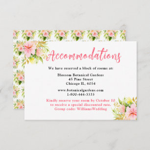 Tropical Jungle Floral Wedding Accommodations Enclosure Card