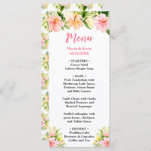 Tropical Jungle Floral Wedding Menu