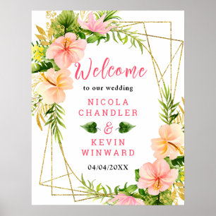 Tropical Jungle Floral Wedding Welcome Sign