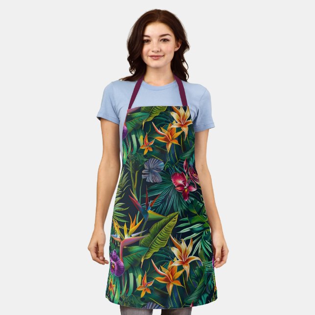 Tropical Jungle Flowers  Apron (Worn)