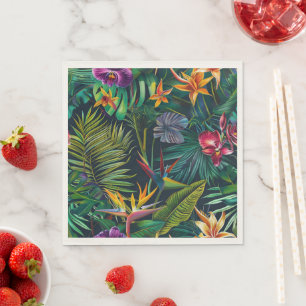 Tropical Jungle Flowers Paper Napkin