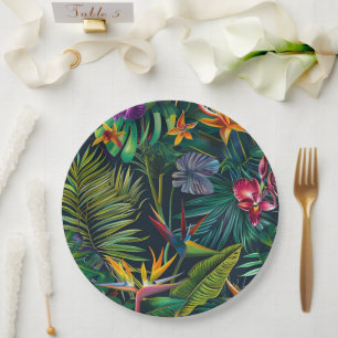 Tropical Jungle Flowers  Paper Plate