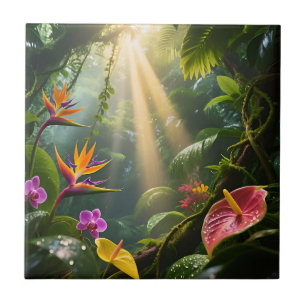 Tropical Jungle Flowers Tile