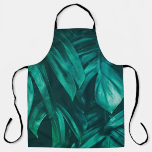 tropical jungle foliage,dark green leaf nature bac apron