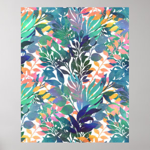 Tropical Jungle Foliage Watercolor Greenery Poster