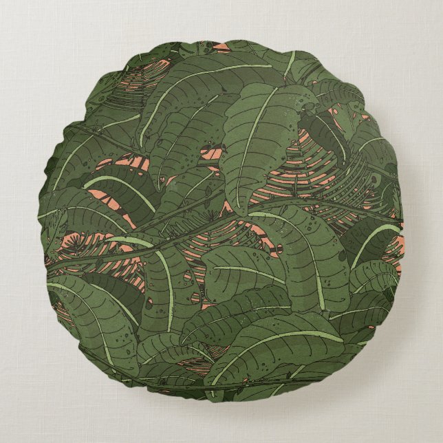 Tropical Jungle Forest Round Cushion (Front)