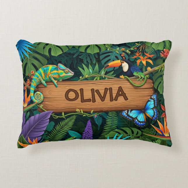 Tropical Jungle Forest Safari Decorative Cushion (Front)