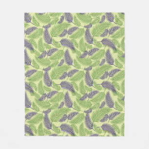 Tropical Jungle Leaf Pattern Fleece Blanket