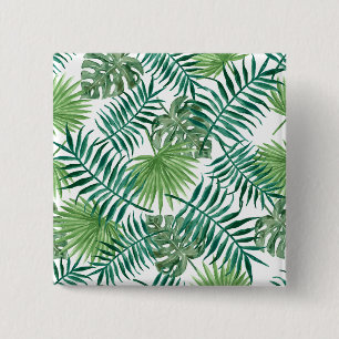 Tropical Jungle Leaves 15 Cm Square Badge