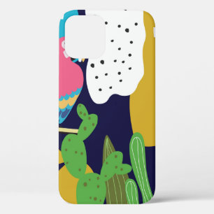 Tropical jungle leaves background with parrots. Su iPhone 12 Case