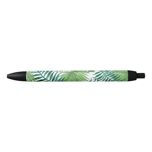 Tropical Jungle Leaves Black Ink Pen (Front)