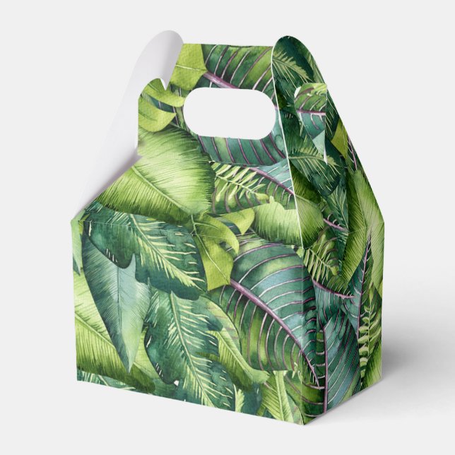 Tropical Jungle Leaves Botanical Birthday Party Favour Box (Back Side)