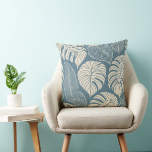 Tropical jungle leaves cushion