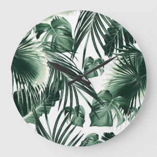 Tropical Jungle Leaves Dream #7a #tropical Large Clock