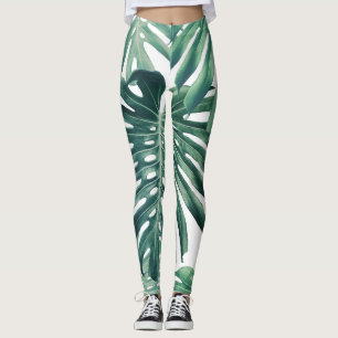 Tropical Jungle Leaves Floral Background Leggings