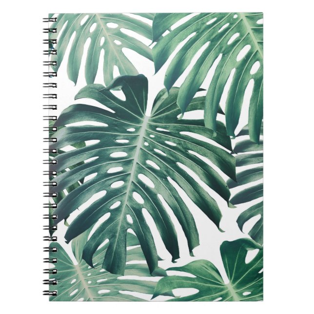 Tropical Jungle Leaves Floral Background Notebook (Front)