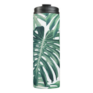 Tropical Jungle Leaves Floral Background Thermal Tumbler