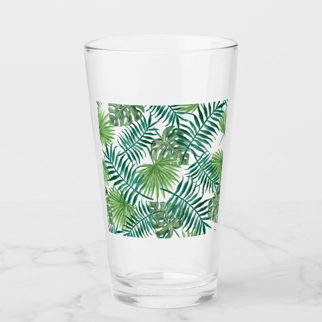 Tropical Jungle Leaves Glass (Front)