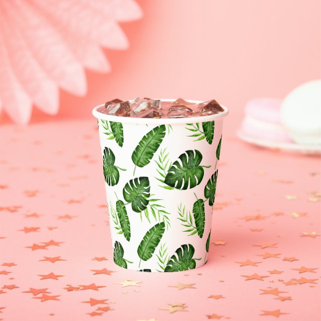 Tropical Jungle Leaves Greenery Botanical Party Paper Cups (Insitu)